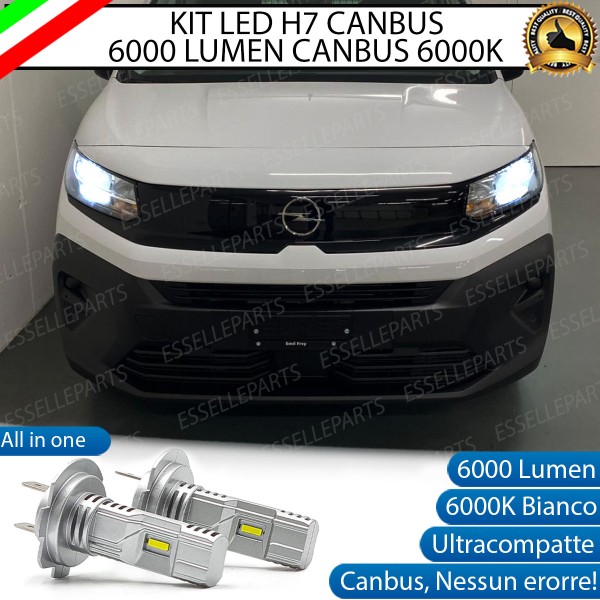 Kit Full Led Coppia H7 Ultra Compatta 6000 LUMEN Anabbaglianti Specifici Per Opel Combo Cargo CANBUS 6000K