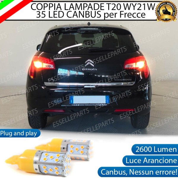 Coppia Lampade T20 WY21W 35 LED CANBUS PER FRECCE DIREZIONALI POSTERIORI PER Citroen C4 Aircross