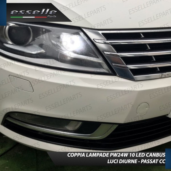 Coppia Luci posizione Diurne 10 LED PW24W 6000K Canbus Volkswagen Passat CC Restyling