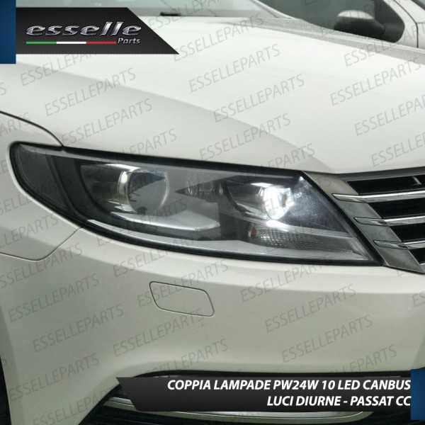 Coppia Luci posizione Diurne 10 LED PW24W 6000K Canbus Volkswagen Passat CC Restyling