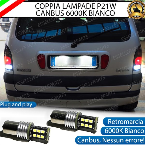 Coppia Lampade 15 LED Retromarcia Canbus 6000K Renault Espace 3 Fino al 06-2000