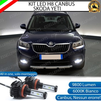 Kit Full LED H8 9800 Lumen 6000K bianco Fendinebbia per SKODA YETI RESTYLING