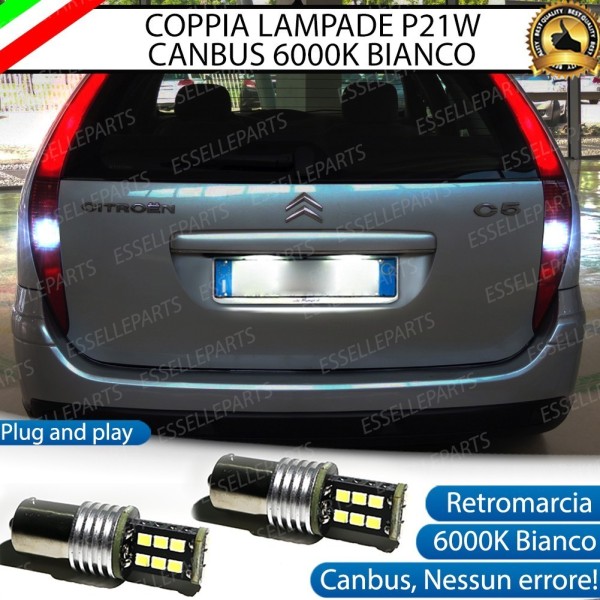 Coppia Lampade 15 LED Retromarcia Canbus 6000K Citroen C5 Pre-Restyling