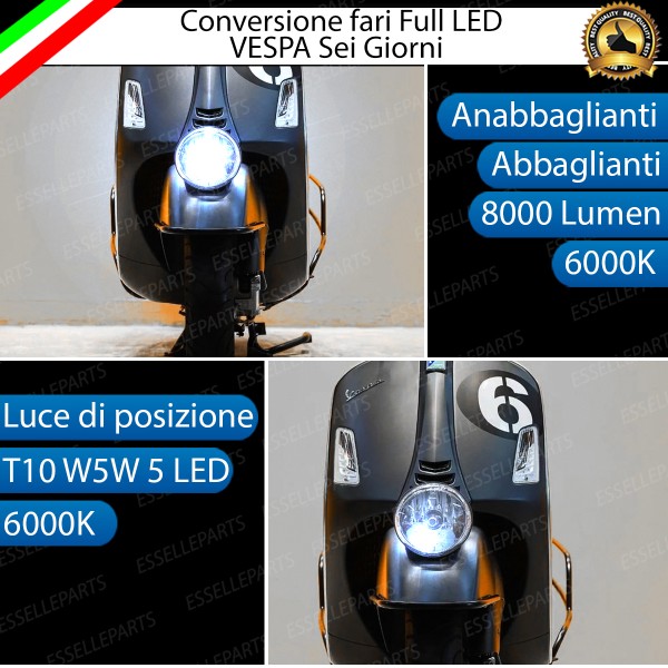 Conversione Fari Full LED ULTRA COMPATTA per VESPA Sei Giorni 300 2021 Hpe