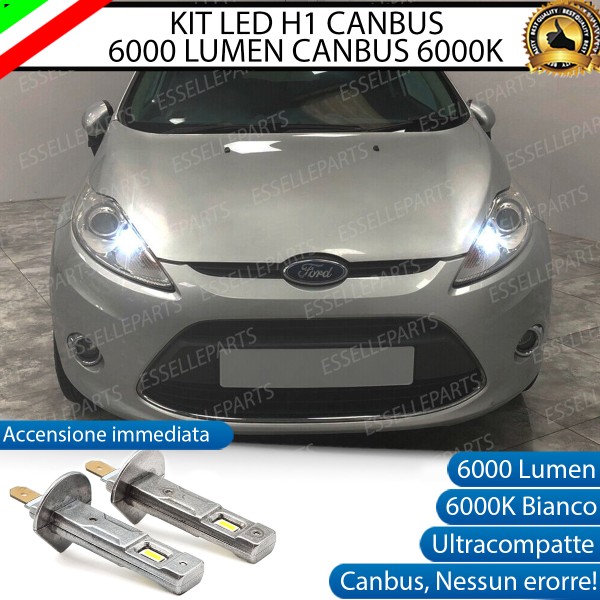 Kit Full LED Abbaglianti H1 6000 LUMEN 6000K FORD FIESTA MK6 con fari lenticolari