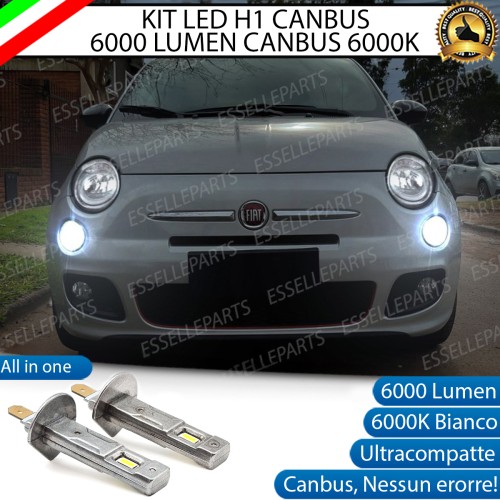 Kit Full LED Abbaglianti H1 6000 Lumen 6000K bianco Abarth 500 595 695 Pre-Restyling