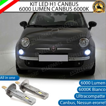 Kit Full LED H1 Abbaglianti 6000 Lumen 6000K bianco FIAT 500 Pre-Restyling