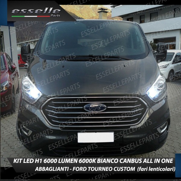 Kit Full LED H1 Abbaglianti 6000 Lumen 6000K bianco FORD TOURNEO CUSTOM con fari lenticolari