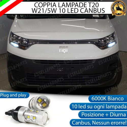Luci DIURNE T20 Led Canbus Fiat Doblo MK3 Luce Bianca No Error