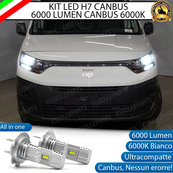 Kit Full Led Coppia H7 Ultra Compatta 6000 LUMEN Anabbaglianti Specifici Per Fiat Doblo MK3 CANBUS 6000K