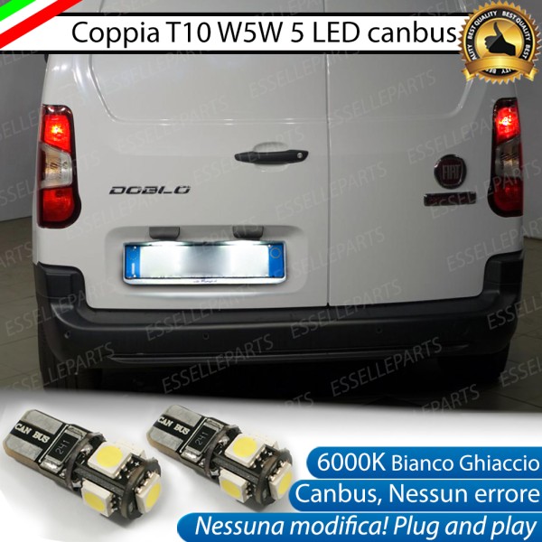 Coppia Lampade T10 W5W 5 LED canbus per luci Targa per Fiat Doblo MK3