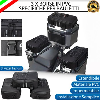 Set 3 Borse Aggiuntive Valigie Laterali e Posteriori per Bauletti Moto Adventure Set 3 Borse Aggiuntive Valigie Laterali e Posteriori per Bauletti Moto Adventure
