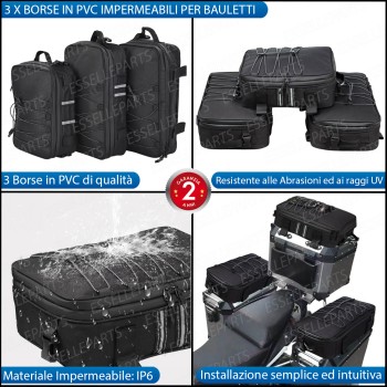 Set 3 Borse Aggiuntive Valigie Laterali e Posteriori per Bauletti Moto Adventure Set 3 Borse Aggiuntive Valigie Laterali e Posteriori per Bauletti Moto Adventure