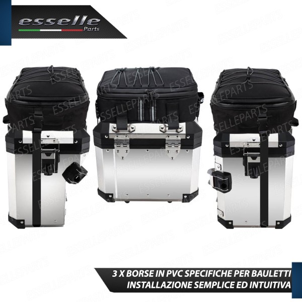 Set 3 Borse Aggiuntive Valigie Laterali e Posteriori per Bauletti Moto Adventure