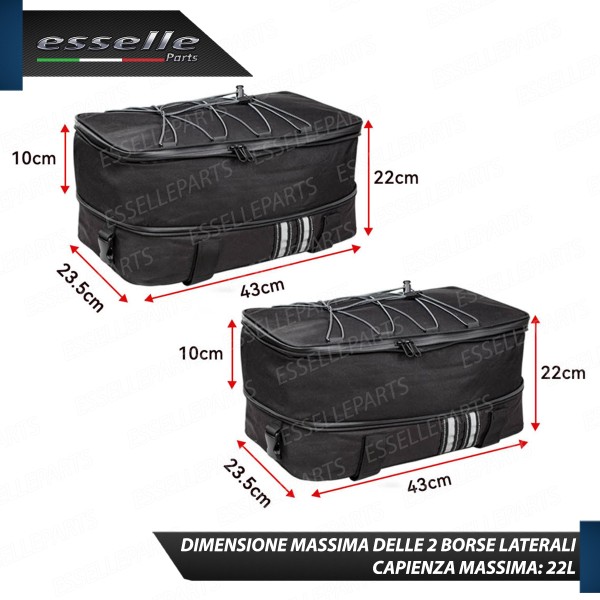 Set 3 Borse Aggiuntive Valigie Laterali e Posteriori per Bauletti Moto Adventure