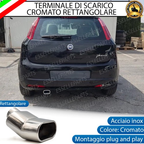 Terminale Di Scarico Rettangolare per Fiat Grande Punto Finalino Cromato Inox