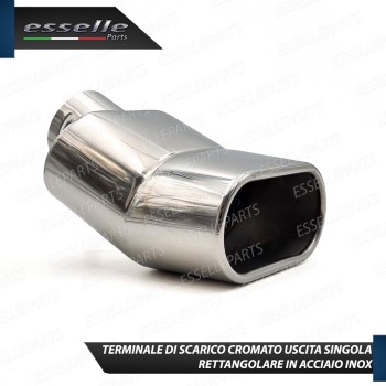 Terminale Di Scarico Rettangolare per Fiat Grande Punto Finalino Cromato Inox