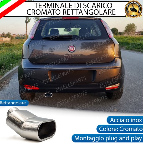 Terminale Di Scarico Rettangolare per Fiat Punto EVO Finalino Cromato Inox