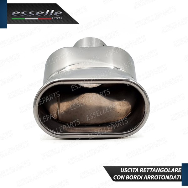 Terminale Di Scarico Rettangolare per Fiat Punto MK3 Finalino Cromato Inox