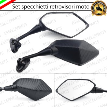 Coppia Specchietti Retrovisori Carbon Look Universali per moto carenate