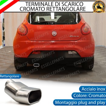 Terminale Di Scarico Rettangolare per Fiat Bravo MK2 Finalino Cromato Inox