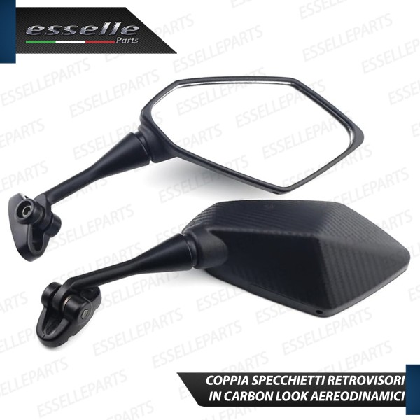 Coppia Specchietti Retrovisori Carbon Look per moto carenate