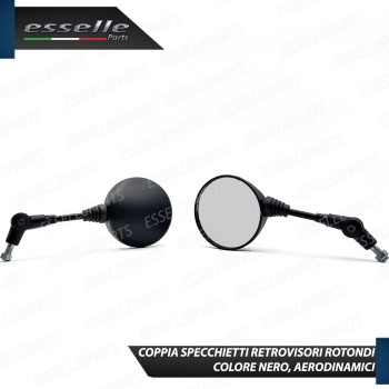Coppia Specchietti Retrovisori Neri Rotondo Tondo Universali per moto,motorini,scooter Coppia Specchietti Retrovisori Neri Rotondo Tondo Universali per moto,motorini,scooter