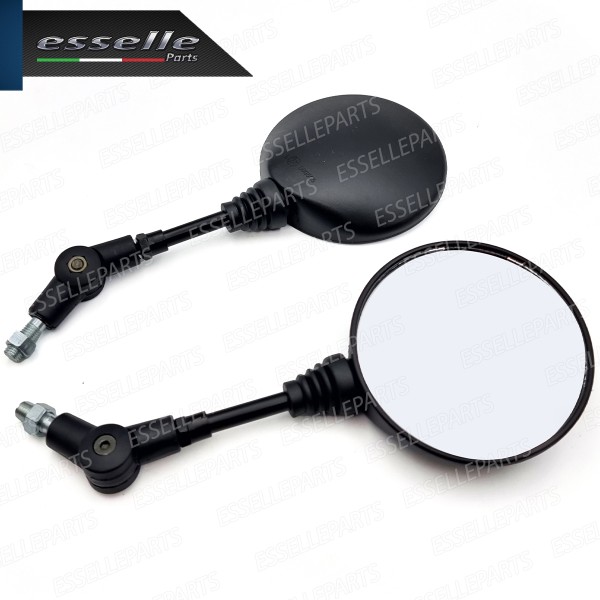 Coppia Specchietti Retrovisori Neri Rotondo Tondo Universali per moto,motorini,scooter