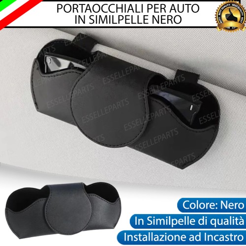 Portaocchiali per Auto in Similpelle Nero per Aletta parasole