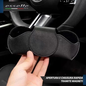 Portaocchiali per Auto in Similpelle Nero per Aletta parasole