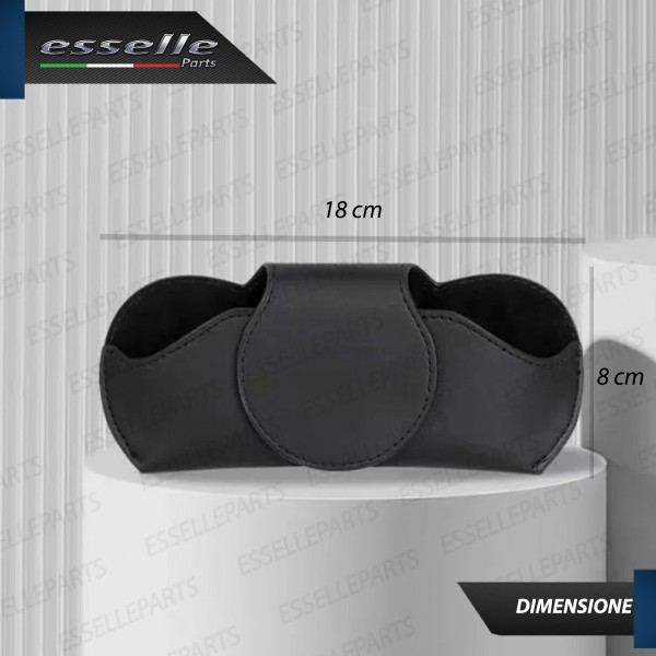 Portaocchiali per Auto in Similpelle Nero per Aletta parasole