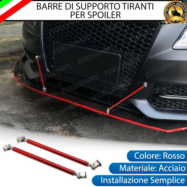 2 X BARRE SUPPORTO TIRANTI IN ACCIAIO ROSSO 20CM PER PARAURTI, SPOILER, SPLITTER