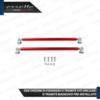 2 X BARRE SUPPORTO TIRANTI IN ACCIAIO ROSSO 20CM PER PARAURTI, SPOILER, SPLITTER 2 X BARRE SUPPORTO TIRANTI IN ACCIAIO ROSSO 20CM PER PARAURTI, SPOILER, SPLITTER
