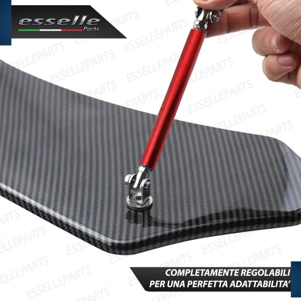 2 X BARRE SUPPORTO TIRANTI IN ACCIAIO ROSSO 20CM PER PARAURTI, SPOILER, SPLITTER