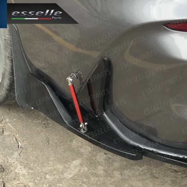 2 X BARRE SUPPORTO TIRANTI IN ACCIAIO ROSSO 20CM PER PARAURTI, SPOILER, SPLITTER