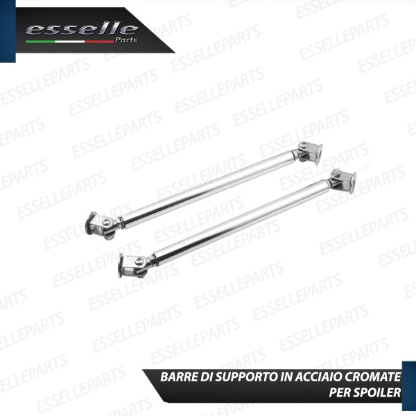 2 X BARRE SUPPORTO TIRANTI IN ACCIAIO CROMATO 20CM PER PARAURTI, SPOILER, SPLITTER
