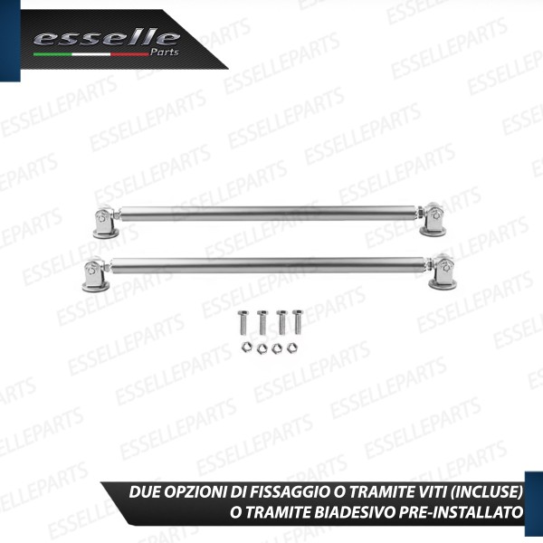 2 X BARRE SUPPORTO TIRANTI IN ACCIAIO CROMATO 20CM PER PARAURTI, SPOILER, SPLITTER