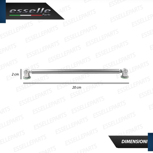 2 X BARRE SUPPORTO TIRANTI IN ACCIAIO CROMATO 20CM PER PARAURTI, SPOILER, SPLITTER