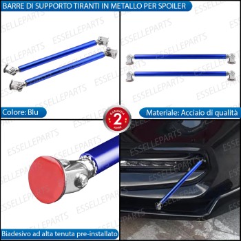 2 X BARRE SUPPORTO TIRANTI IN ACCIAIO BLU 20CM PER PARAURTI, SPOILER, SPLITTER 2 X BARRE SUPPORTO TIRANTI IN ACCIAIO BLU 20CM PER PARAURTI, SPOILER, SPLITTER