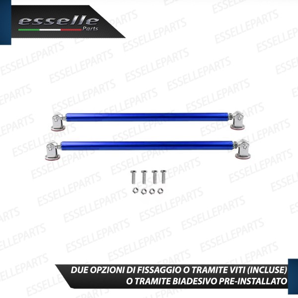 2 X BARRE SUPPORTO TIRANTI IN ACCIAIO BLU 20CM PER PARAURTI, SPOILER, SPLITTER