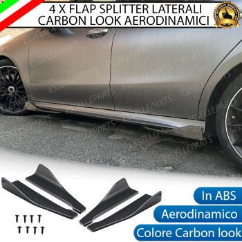 4 X Flap splitter spoiler minigonne laterali carbon look in ABS aerodinamici