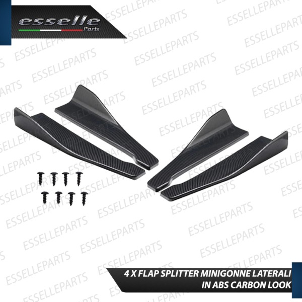 4 X Flap splitter spoiler minigonne laterali carbon look in ABS aerodinamici