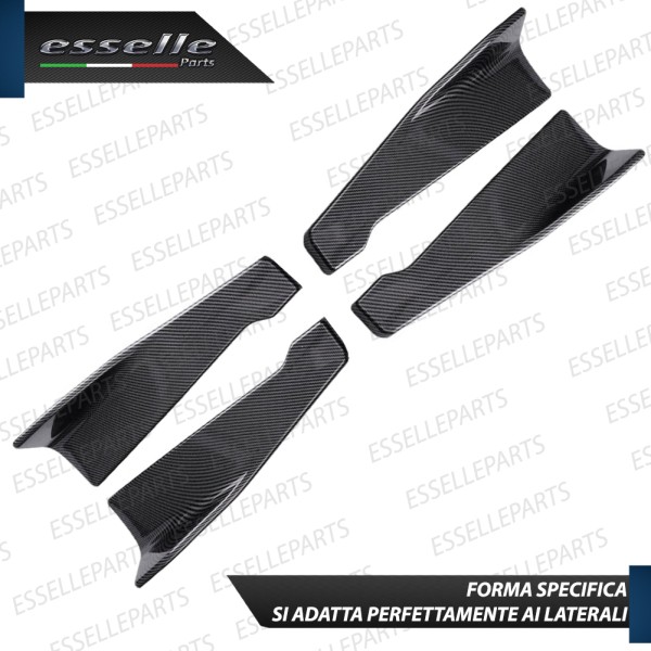 4 X Flap splitter spoiler minigonne laterali carbon look in ABS aerodinamici