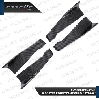 4 X Flap splitter spoiler minigonne laterali carbon look in ABS aerodinamici
