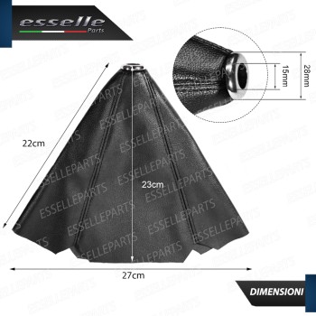 Cuffia Leva Cambio In Similpelle Nero Con Cuciture A Rilevo Bianco Ghiera Cromata