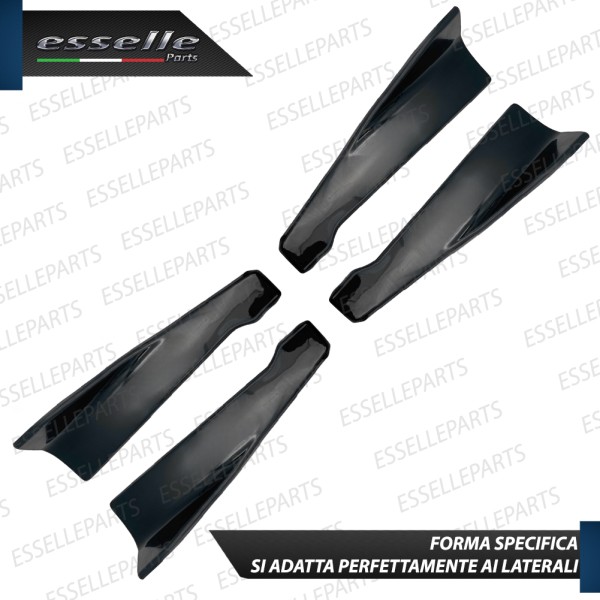 4 X Flap splitter spoiler minigonne laterali Nero Lucido in ABS aerodinamici