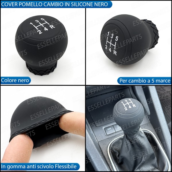 COVER POMELLO IN SILICONE NERO OPACO ERGONOMICO PER CAMBIO 5 MARCE