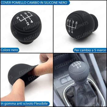 COVER POMELLO IN SILICONE NERO OPACO ERGONOMICO PER CAMBIO 5 MARCE