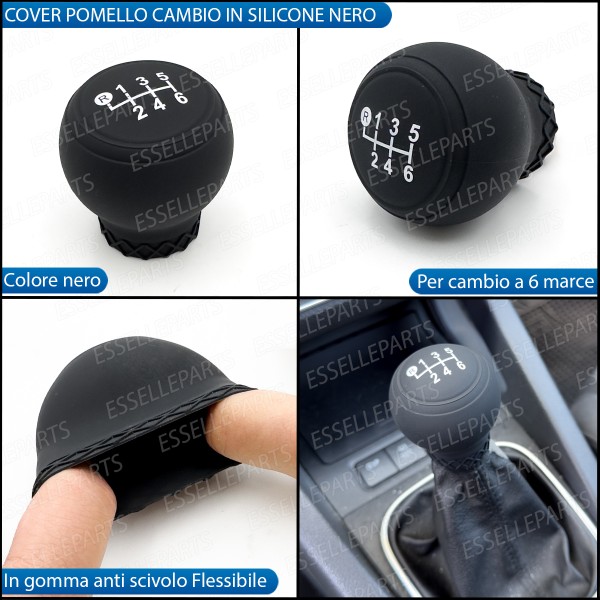 COVER POMELLO IN SILICONE NERO OPACO ERGONOMICO PER CAMBIO 6 MARCE