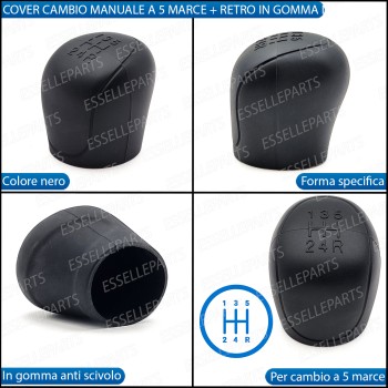Cover Pomello Cambio Manuale 5 Marce Nero In Gomma Anti Scivolo
